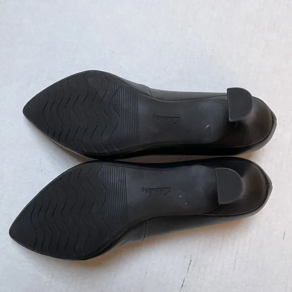 Clarks Kataleyna Shoes Womens 9.5 M Heels Black Leather Pumps Comfort Classic