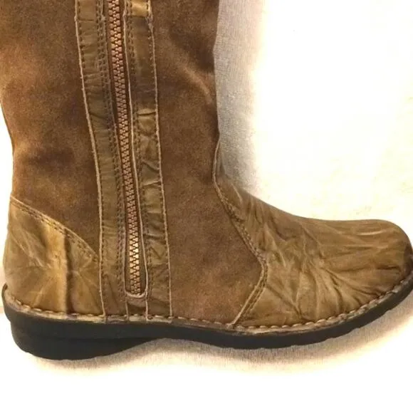 Clarks Leather Suede Knee High Riding Boots Sz 9M COMFORT Sole BOHO KHAKI BROWN