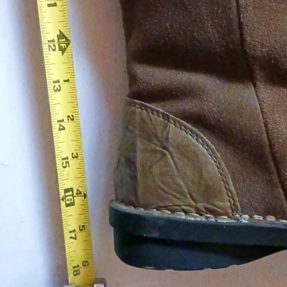 Clarks Leather Suede Knee High Riding Boots Sz 9M COMFORT Sole BOHO KHAKI BROWN