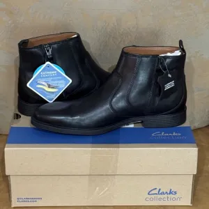 Clarks Whiddon Waterproof Black Leather Zip Ankle Boots Extreme Comfort 7 M NWB