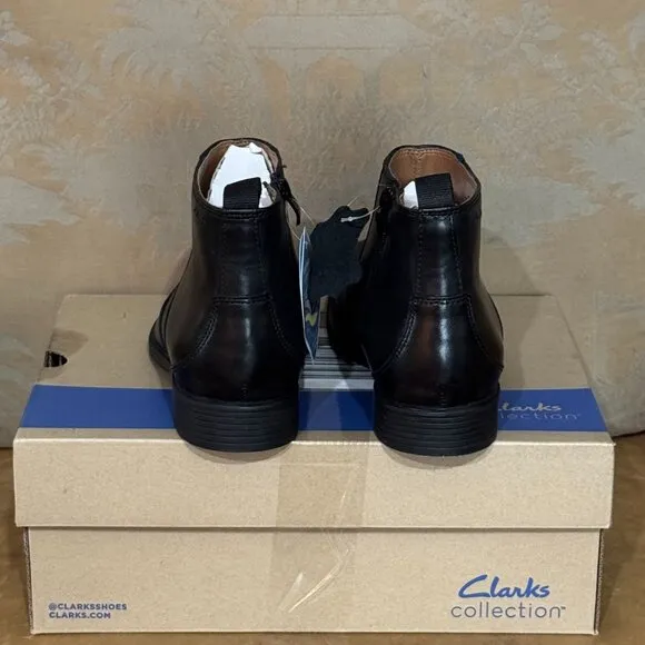 Clarks Whiddon Waterproof Black Leather Zip Ankle Boots Extreme Comfort 7 M NWB