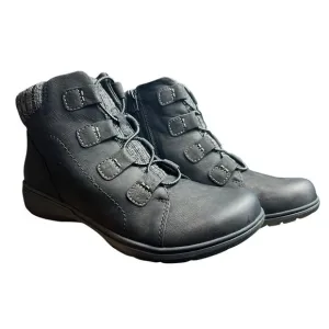 Clarks Women's Collection Leather &amp; Knit Ankle Boots Carleigh Jade Black US Sz 9