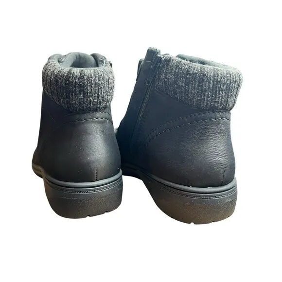 Clarks Women's Collection Leather &amp; Knit Ankle Boots Carleigh Jade Black US Sz 9