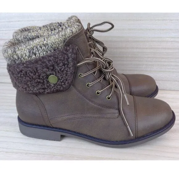 Cliffs‎ by White Mountain Duena Booties Lace Up Boot Brown Womens Size 9.5