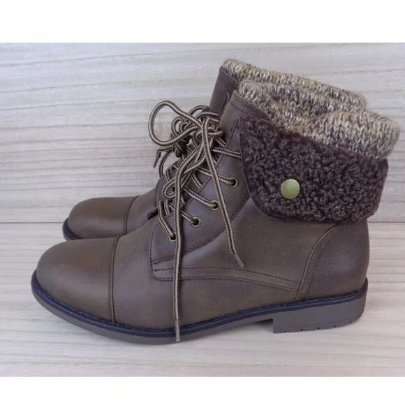 Cliffs‎ by White Mountain Duena Booties Lace Up Boot Brown Womens Size 9.5