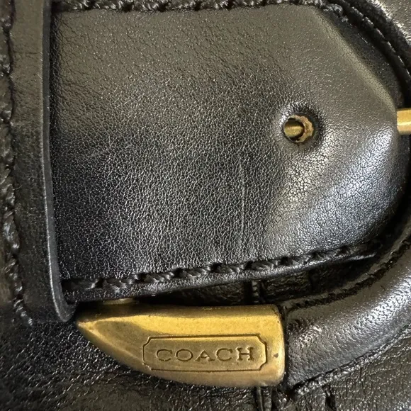 COACH Blossom Black Leather Belted Heeled Semi Mite Short Boots Sz 5.5