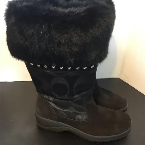 Coach Lesly Suede Fur Trimmed Boots