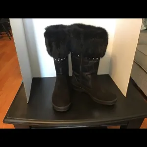 Coach Lesly Suede Fur Trimmed Boots