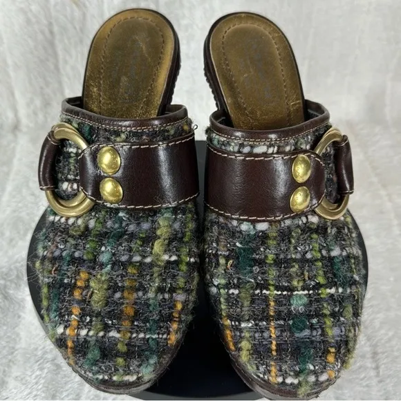 Coach Vintage Tweed Mule Heels Made in Italy Size 6B