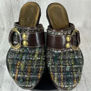 Coach Vintage Tweed Mule Heels Made in Italy Size 6B