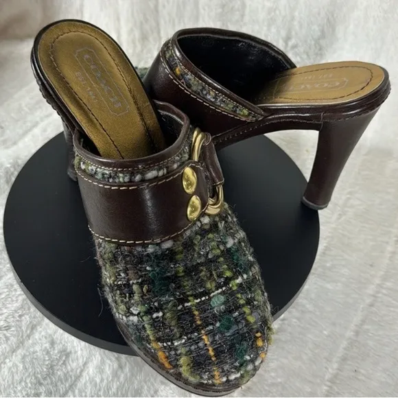Coach Vintage Tweed Mule Heels Made in Italy Size 6B