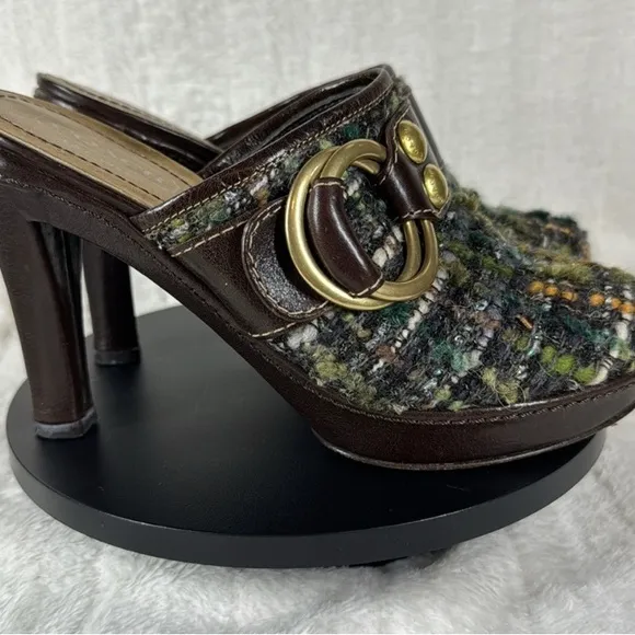 Coach Vintage Tweed Mule Heels Made in Italy Size 6B