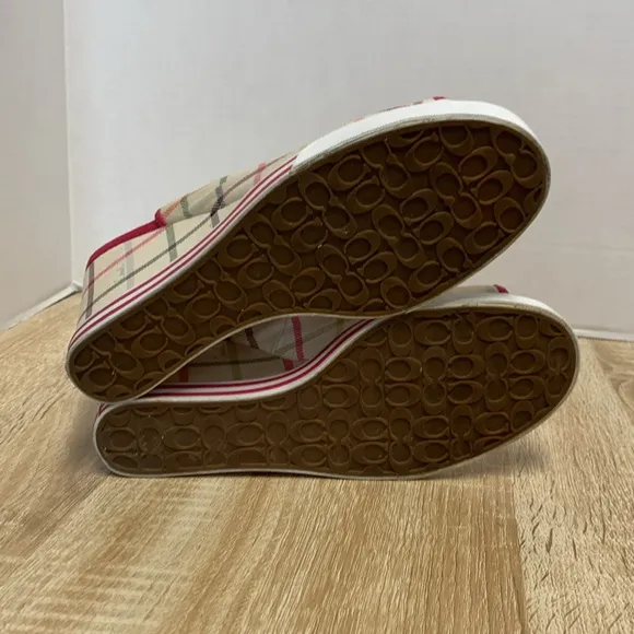 Coach Wedge Slingback Sandal 3.5&quot; Heels, Vintage Plaid, 7.5