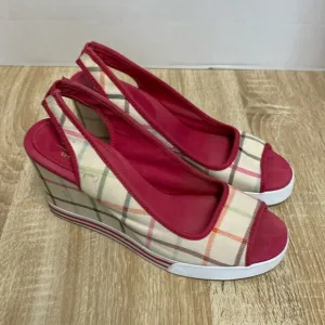 Coach Wedge Slingback Sandal 3.5&quot; Heels, Vintage Plaid, 7.5