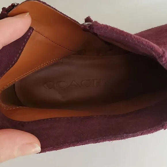 Coach Women's Danni Suede Booties Wine Size 7.5