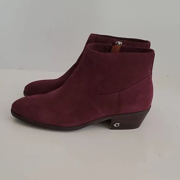 Coach Women's Danni Suede Booties Wine Size 7.5
