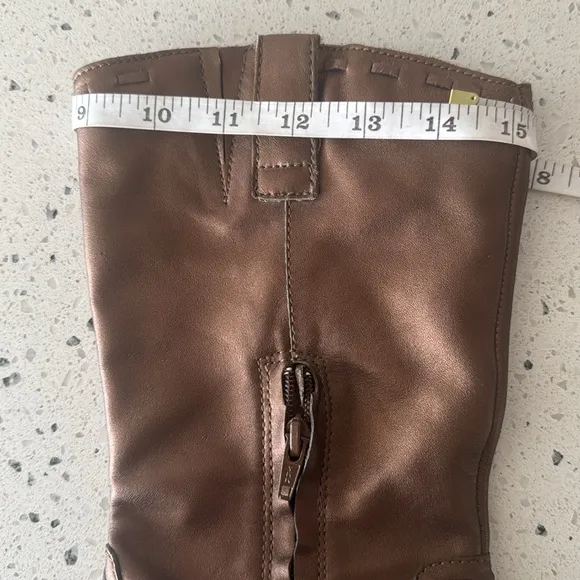 Coldwater Creek Brown Bronze Leather Mid Calf Boots Western Cowgirl Size 7.5 GUC