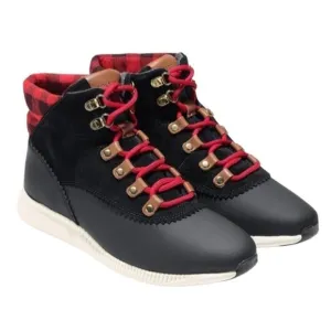 Cole Haan Black w/Buffalo Plaid Zerogrand Waterproof Leather Hiking Boots 10.5