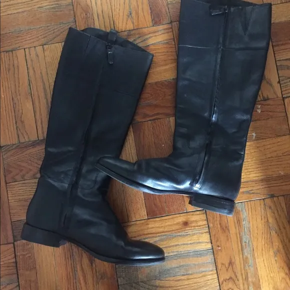 COLE HAAN EQUESTRIAN BLACK LEATHER LONG Boots LUX