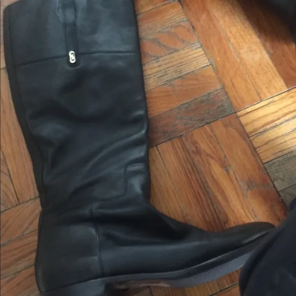 COLE HAAN EQUESTRIAN BLACK LEATHER LONG Boots LUX