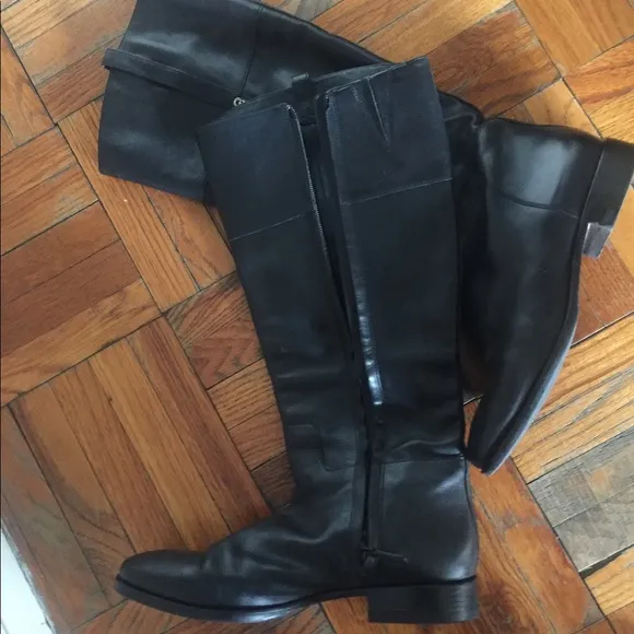 COLE HAAN EQUESTRIAN BLACK LEATHER LONG Boots LUX