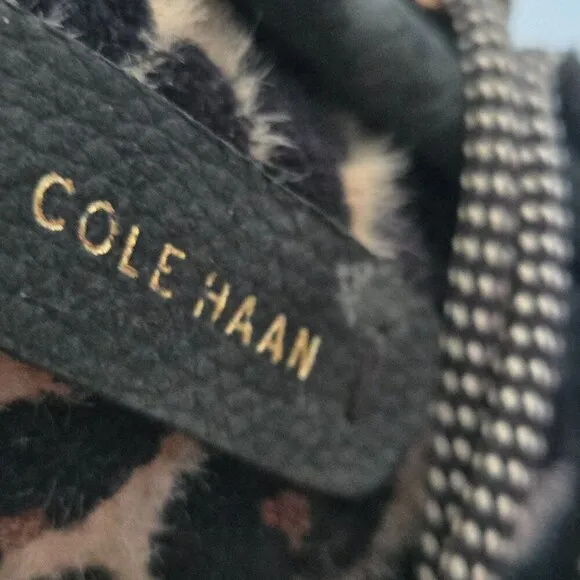 Cole Haan Grand Explore Charcoal Suede Leopard Faux Fur Lining Boots Size 9.5B