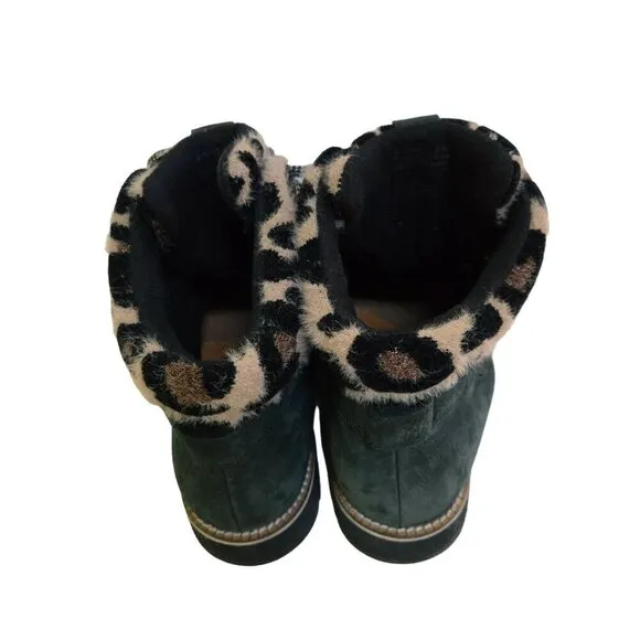 Cole Haan Grand Explore Charcoal Suede Leopard Faux Fur Lining Boots Size 9.5B