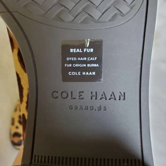 Cole Haan leopard print fur boots
