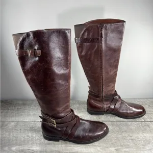 Cole Haan Nike Air D38583 Tall Distressed Leather Zip Womens Knee High Boots 6