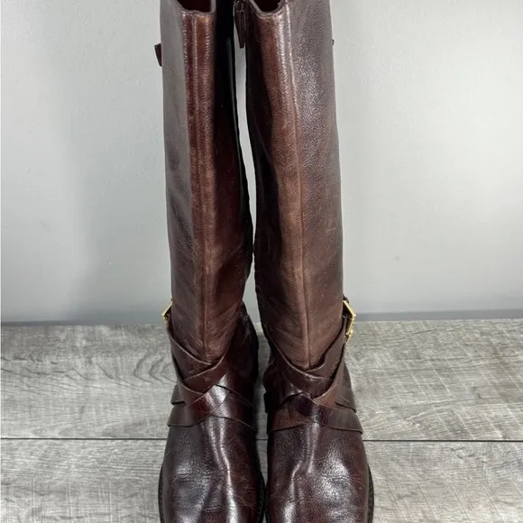 Cole Haan Nike Air D38583 Tall Distressed Leather Zip Womens Knee High Boots 6