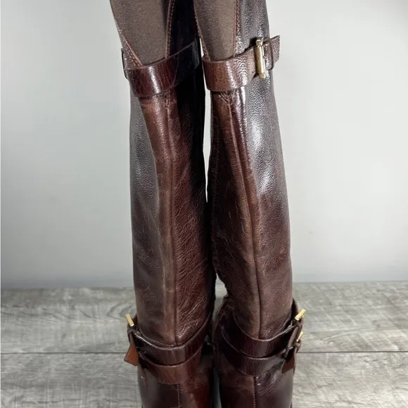 Cole Haan Nike Air D38583 Tall Distressed Leather Zip Womens Knee High Boots 6