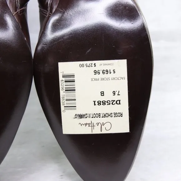 Cole Haan Rose Short D25881 Women's 7.5B US Chocolate Brown Leather Heeled Boots