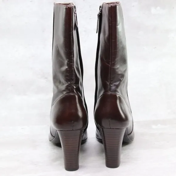Cole Haan Rose Short D25881 Women's 7.5B US Chocolate Brown Leather Heeled Boots
