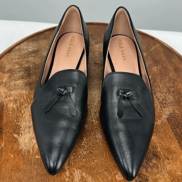 Cole Haan Shoes Wm 8.5 B Viola Skimmer Loafer Black Leather Pointed Toe
