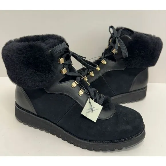Cole Haan Boots Size 6.5B Womens Hiking Waterproof Black Lugged Sole Booties NEW