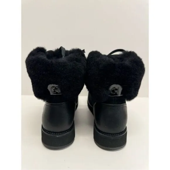 Cole Haan Boots Size 6.5B Womens Hiking Waterproof Black Lugged Sole Booties NEW