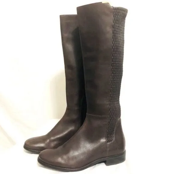 Cole Haan Leather Riding Boots Rockland Chestnut Brown Leather Knee High Size 6