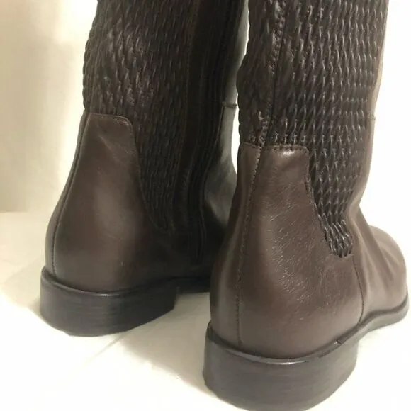 Cole Haan Leather Riding Boots Rockland Chestnut Brown Leather Knee High Size 6