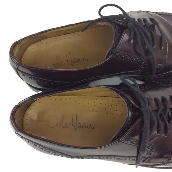 Cole Haan Burgundy Wingtips Size 10.5 M Brogues Lace Up Leather Dress Shoes
