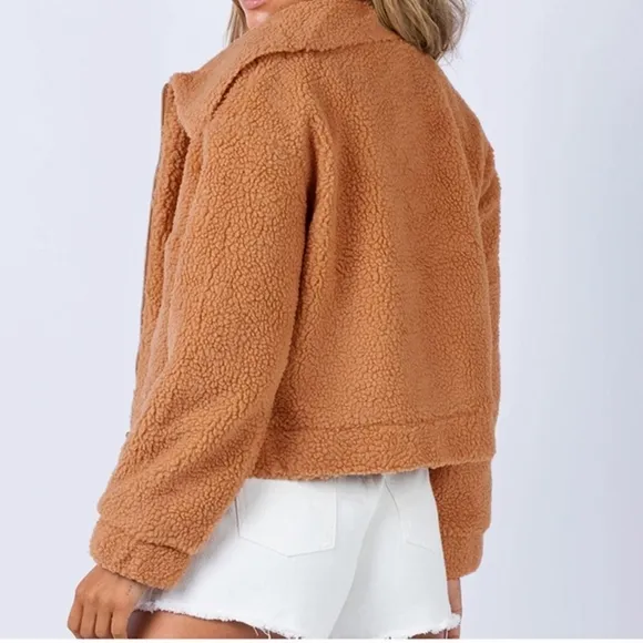 Collared Neck Short Sherpa Jacket