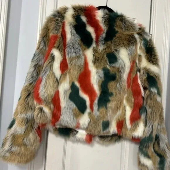 Colorblock Faux Fur Jacket – Small - NWT