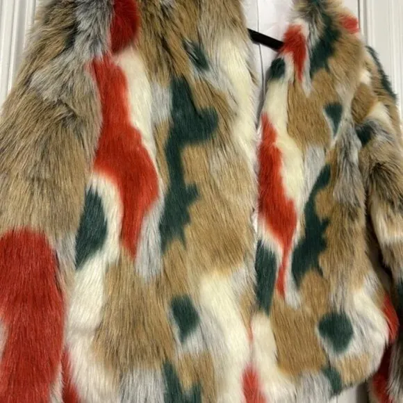 Colorblock Faux Fur Jacket – Small - NWT