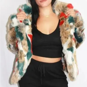 Colorblock Faux Fur Jacket – Small - NWT