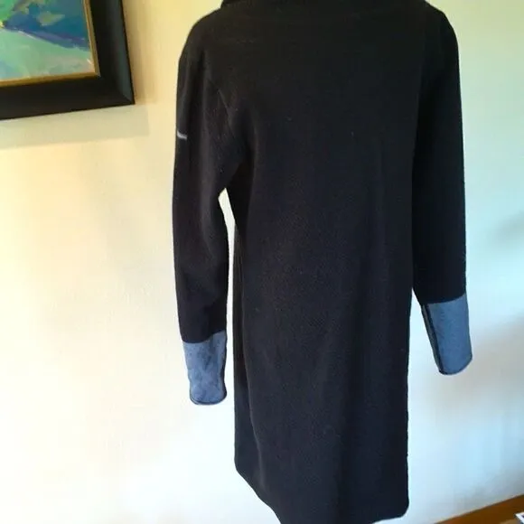 Columbia Dress black grey trim wide cowl neck long sleeve knit Large