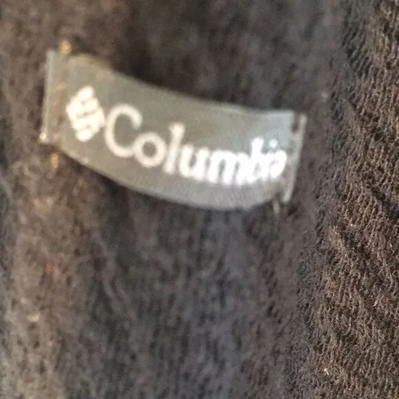Columbia Dress black grey trim wide cowl neck long sleeve knit Large
