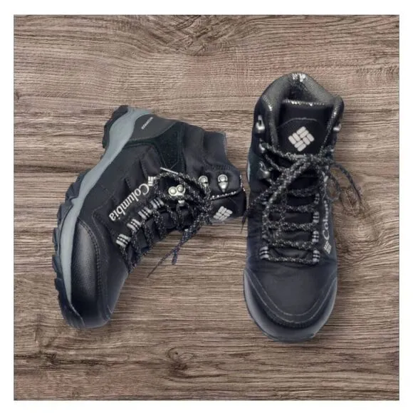 COLUMBIA Harper Forest Omni-Heat Waterproof Hiking Boots Mens 7.5 Black YM0729