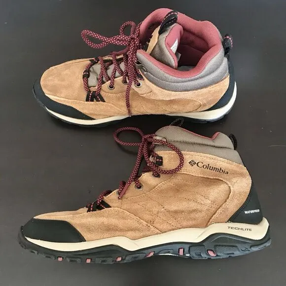 Columbia Mount Carmel Tan Suede Waterproof Lace Up Hiking Ankle Boots Women’s 10