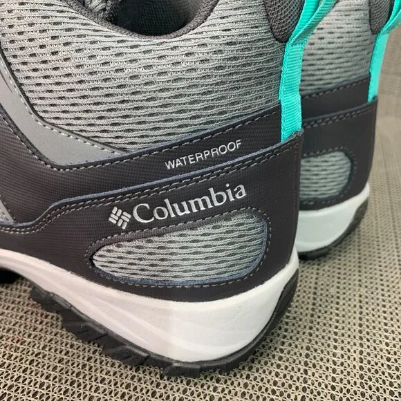 Columbia Womens Size 11W Gray &amp; Teal Mid Waterproof Hiking Boots