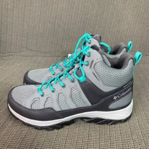 Columbia Womens Size 11W Gray &amp; Teal Mid Waterproof Hiking Boots