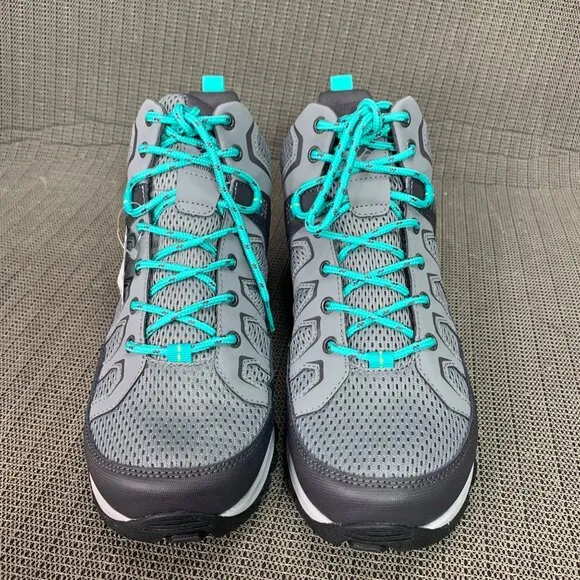Columbia Womens Size 11W Gray &amp; Teal Mid Waterproof Hiking Boots